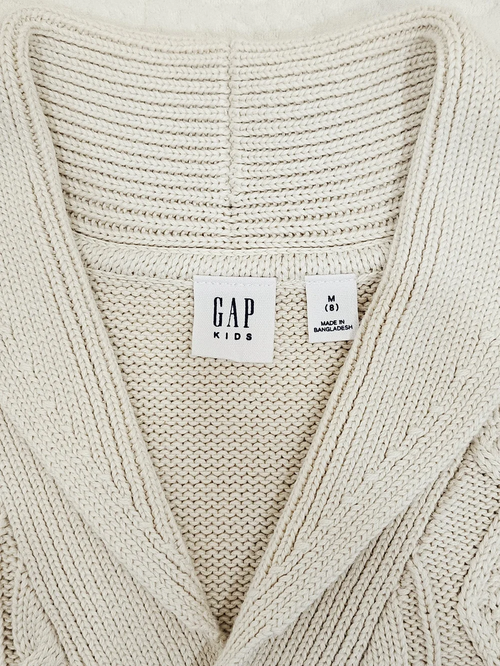 GAP Cream Cable-Knit Shawl Collar Cardigan